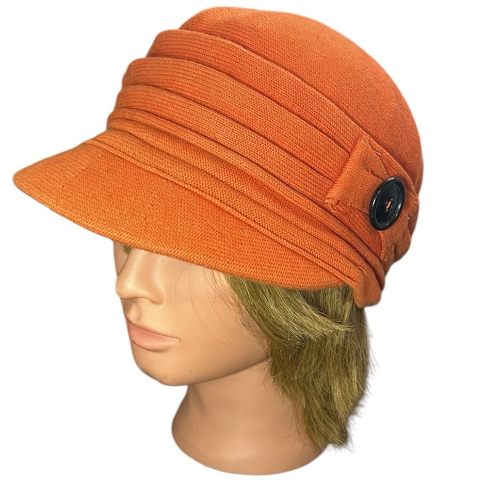 Parkhurst women's peaked knit hat orange button‎ Cotton